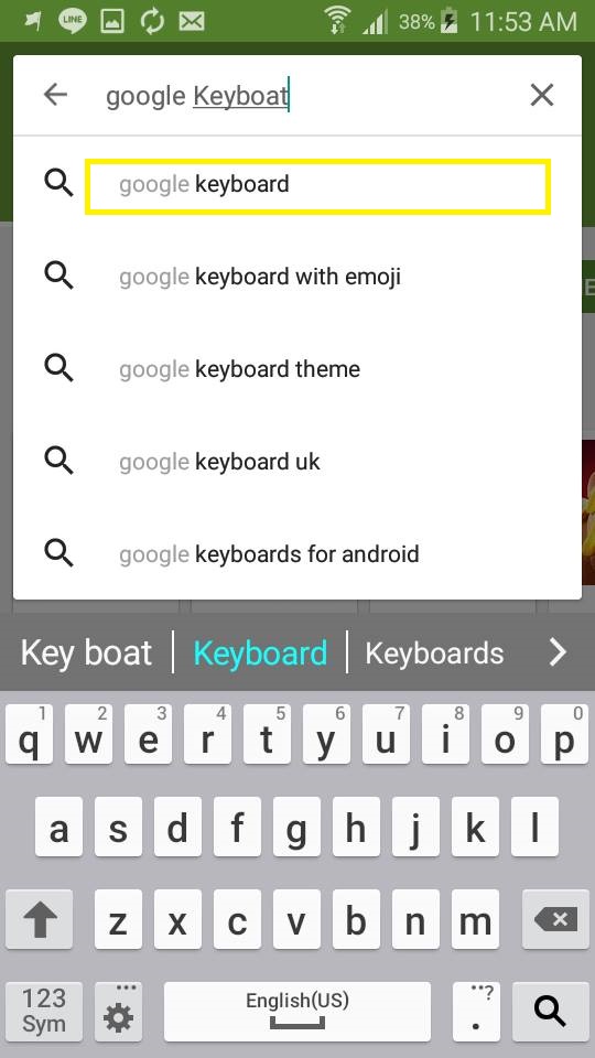 Searching Google Keyboard